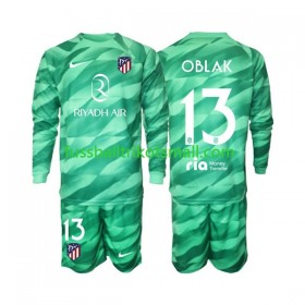 Fußballtrikots Atlético Madrid Jan Oblak 13 Torwart Kinder Grün 2023-2024 Langarm Auswärts-trikot kaufen